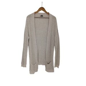 EXPRESS Beige Knit Open Front Long Sleeve Cardigan Sweater Size L